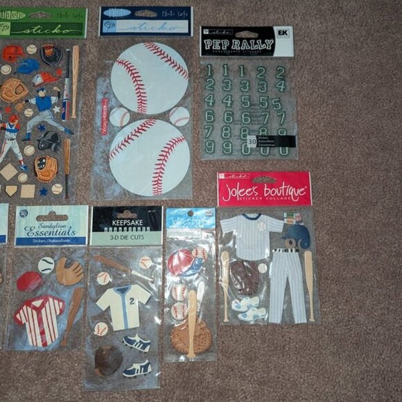 NEW Lot 10 Baseball Player Bat Scrapbook Dimensional Sticker Embellishment Game - Picture 3 of 3